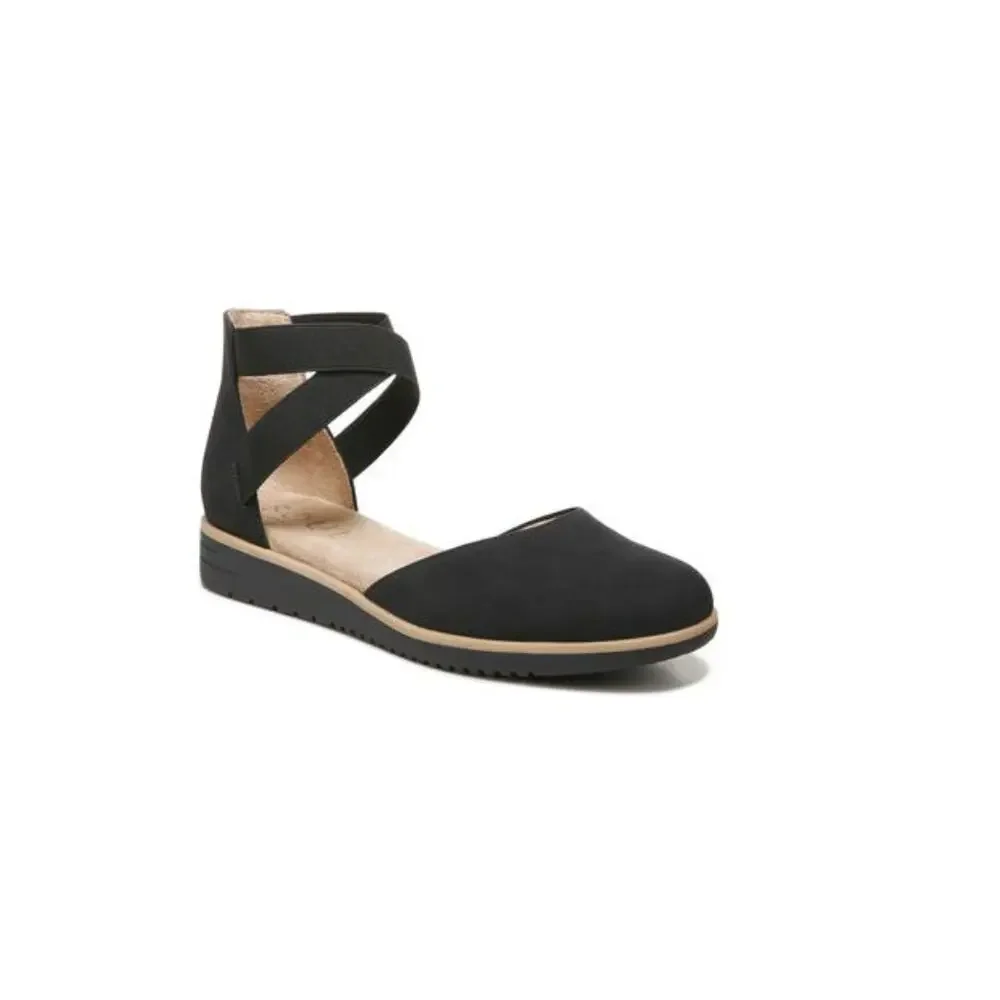 Soul Naturalizer Intro Flat Wedge Womens 8.5 W Black Comfort Slip On Ankle Strap